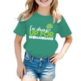 thumbnail image 1 of PMVFHDE T-Shirts Graphiques pour Filles Hauts Mignons pour Filles Tee-Shirts Fille Manches Courtes Hauts Maillot de Bain Filles Imprimé St. Pat Col Rond Manches Courtes pour Filles Vert Foncé, 3-4 Ans, 1 of 3