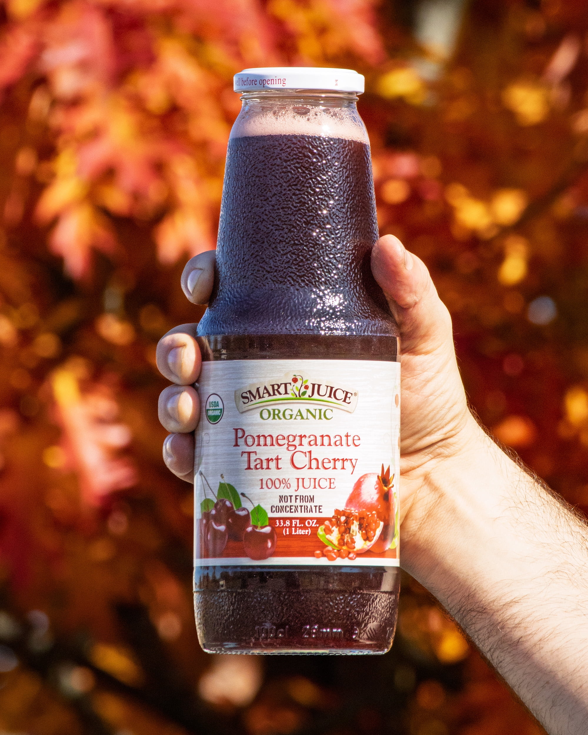 Smart Juice Organic Pomegranate–Tart Cherry Juice - 100% Juice, Not From Concentrate - 33.8 fl oz (1L) - (case of 6)
