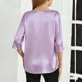 thumbnail image 7 of UQJfacai Girls Satin Silk Tops Dressy Casual V Neck 3/4 Sleeve Dress Blouses Lightweight Spring Summer Tunic Shirts 4-15 Years, 7 of 7