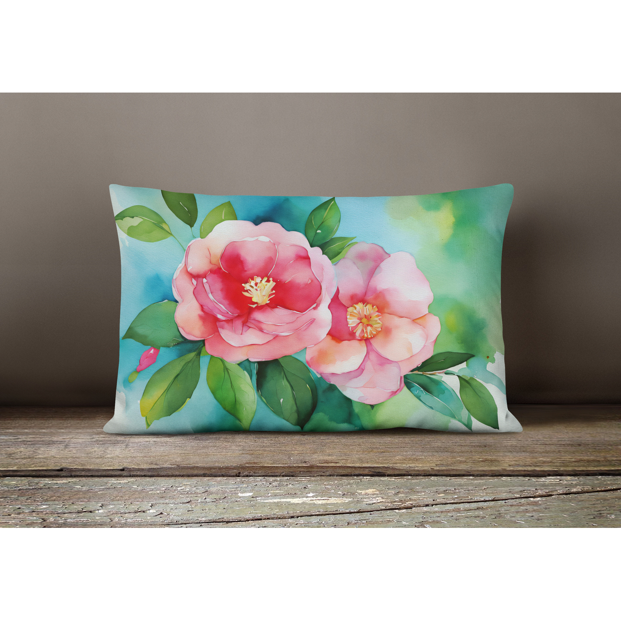 Alabama Camellia in Watercolor Fabric Decorative Pillow 12 in x 16 in - image 4 of 4