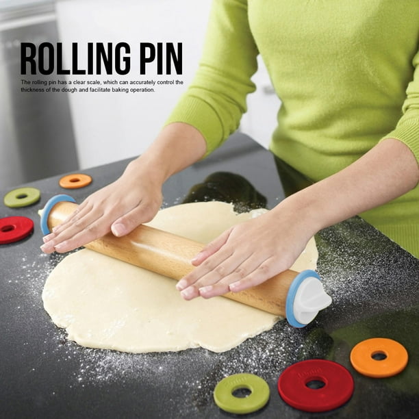 Rodillo, Rodillo de madera de espesor ajustable Rodillo de harina Rodillos de masa Mango con balanza para cocina/panadería(43cm) Ecomeon no