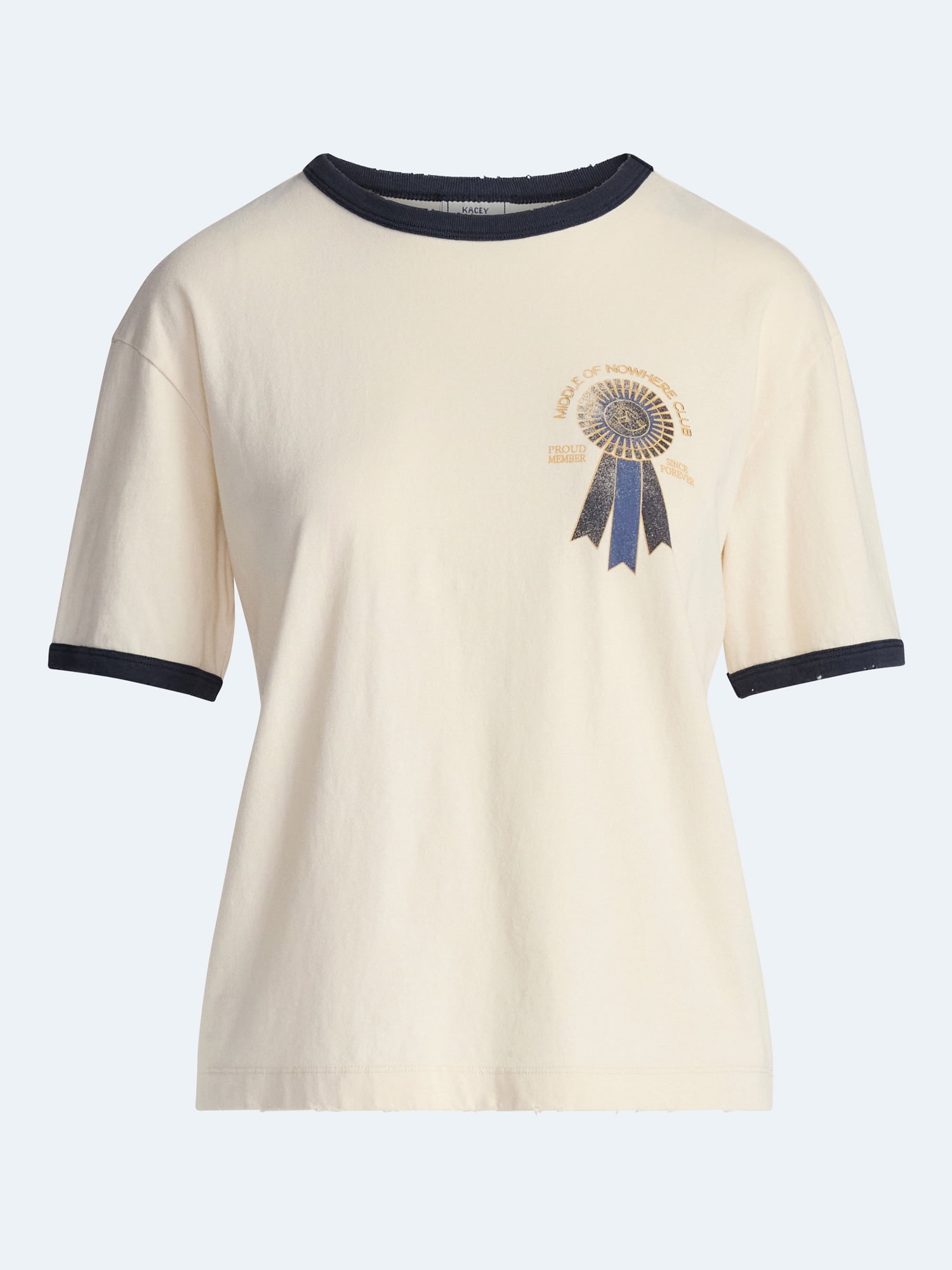 Kacey Lee Women's What I Am Graphic Ringer Tee with Short Sleeves
