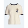 thumbnail image 5 of Kacey Lee Women's Middle of Nowhere Ribbon Graphic Ringer Tee, Sizes XS-XXL, 5 of 5