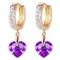 thumbnail image 2 of Galaxy Gold 14K Solid Gold Natural Diamond & Amethyst Hoop Earrings for Women - Yellow Gold Fine Jewelry, 2 of 2