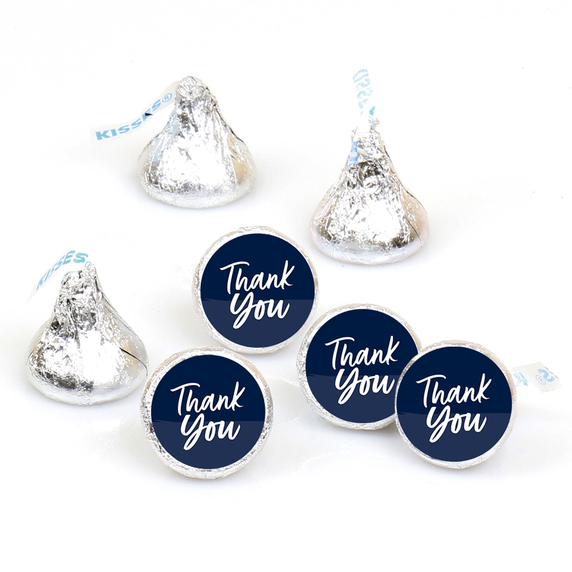 Big Dot of Happiness Navy Blue Elegantly Simple - Guest Party Favors Round Candy Sticker Favors - Labels Fit Chocolate Candy (1 sheet of 108)