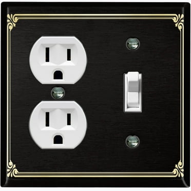 Metal Light Switch Plate Cover Elegant Victorian Floral Frame Black FRA072