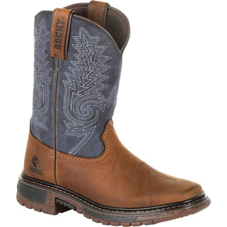 

Children s Rocky 8 Ride FLX Western Boot RKW0255Y Denim/Brown Full Grain Leather/Synthetic 6 M