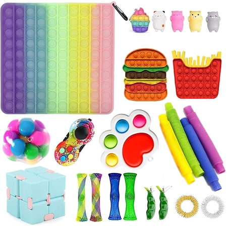 Lot De 30 Porte-clés Pop It – Mini Fidget Rond En Silicone – Anti-stress – Cadeaux Anniversaire Enfants Adultes