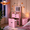 Pink, variant on 3-in-1 Vanity Desk with Lights & Flip Mirror, Small Makeup Vanity Set with Hidden Stool and Storage Drawers, Space-Saving Dressing Table for Bedroom, Pink