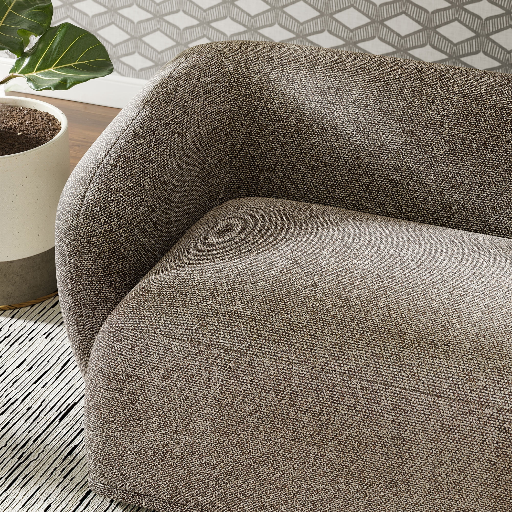 Monica 88 Inch Boucle Fabric Sofa in Earth