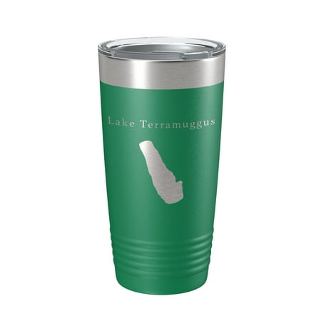 

Lake Terramuggus Map Tumbler Travel Mug Insulated Laser Engraved Coffee Cup Connecticut 20 oz Green