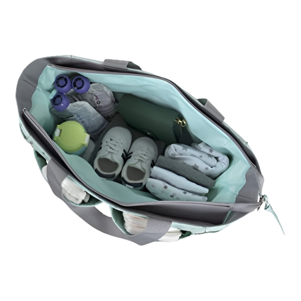 Baby Essentials Stars 5-Piece Diaper Bag Set Color: green/gray Size: one size