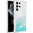 thumbnail image 2 of Slim Fit Phone Case for Samsung Galaxy S22 Ultra, Glitter Liquid Quicksand Effect Silicone Soft TPU Case with Camera Lens and Screen Protection for Galaxy S22 Ultra,LSWT Silvery Blue, 2 of 14