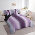 thumbnail image 3 of Homewish Stripes Pattern 7pcs Bedding Comforter Set,Asbtract Minimalist Desgin Queen Bedding Sets,Gradient Purple Gray Queen Sheet Sets For Girls Kids,Ultra Soft Home Decor Reversible, 3 of 8