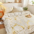 thumbnail image 5 of Move Over White Gold Metallic Marble Bedding Sets Marble  Textured Pattern White Gold Raina Duvet Cover Set King Microfiber No Filling, 5 of 7