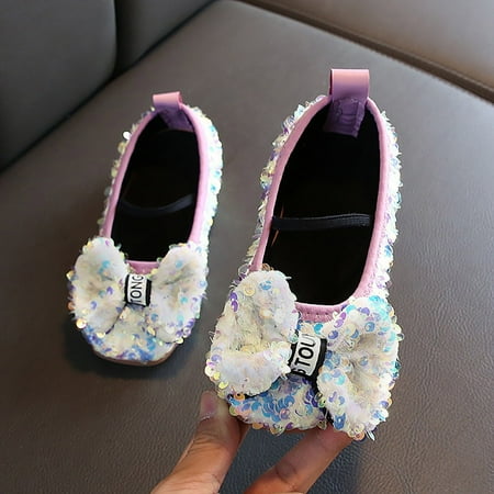 

GUOBIOZIY Girls Dress Shoes Toddler/Little Girls Flat Mary Jane Princess Dress Shoes - Wedding School Party（White 8.5）