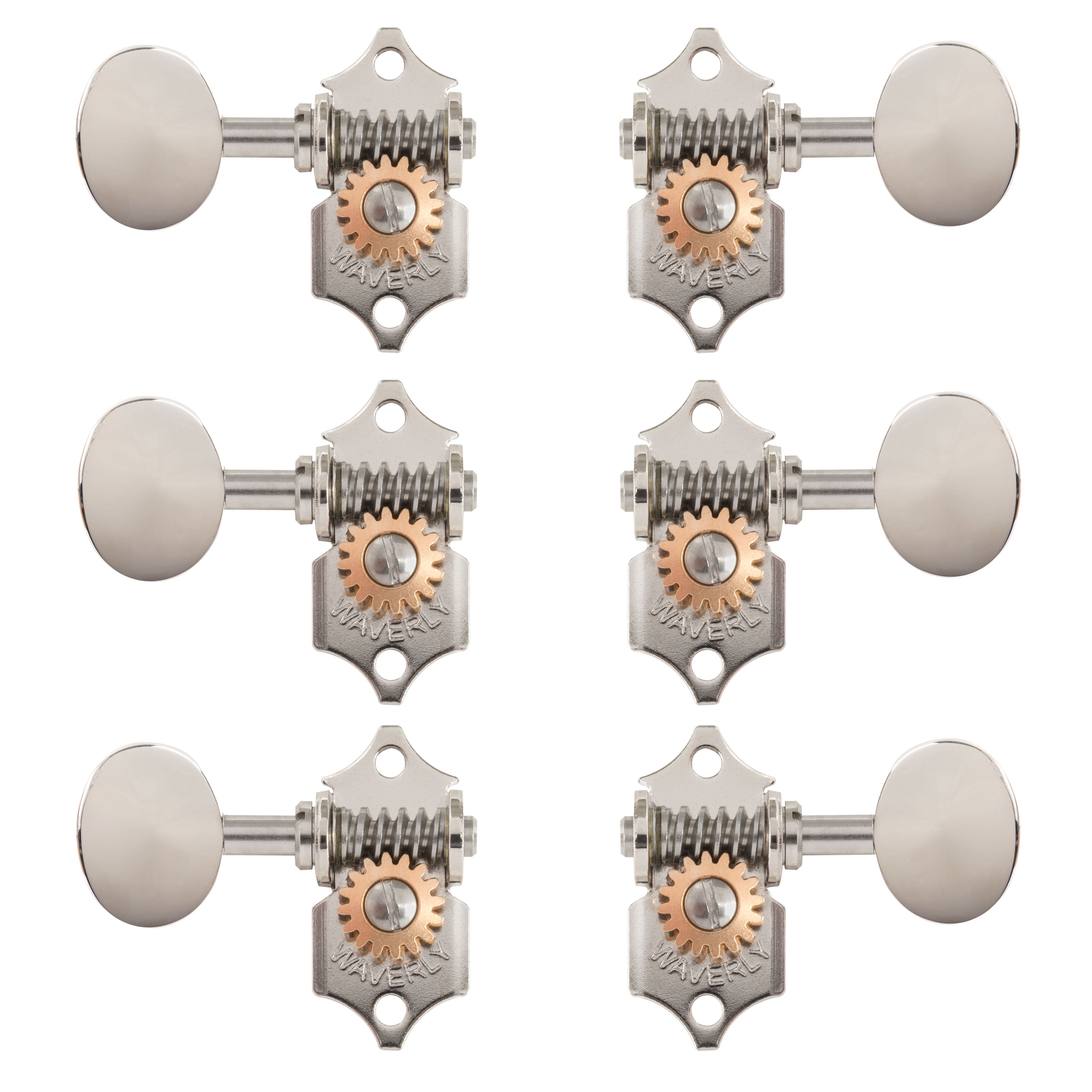 for Solid Pegheads 3L/3R Waverly Guitar Tuners with Ivoroid Knobs Nickel 