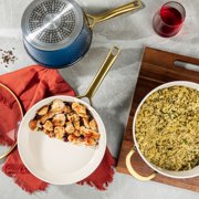 Gotham Steel Hammered 20 Pc Ceramic Cookware Set Nonstick, Induction Pots and Pans Set, Non Toxic Cookware Sets, Oven & Dishwasher Safe, Navy/Gold