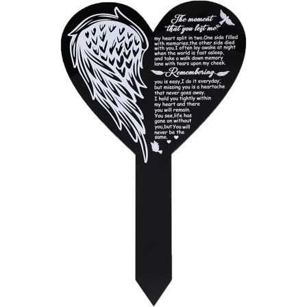 Heart Shaped "The Moment You Left Me" Memorial Remembrance Plaque Stake Acrylic Plaque Memorial Commemoratory Sign Garden Remembrance Decoration
