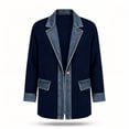 thumbnail image 6 of Afuyipoi Mens Blazer Knit Denim Patchwork Long Sleeve Single Button Pocket Jacket Blue Size S, 6 of 7