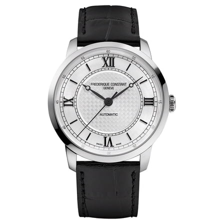 Frederique Constant Classics Premiere Automatic Stainless Steel Silver Dial Black Leather Strap Mens Watch FC-301S3B6