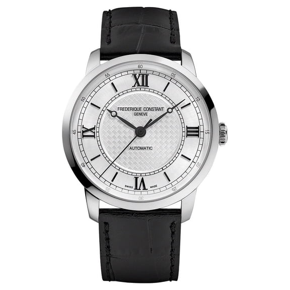 Frederique Constant Classics Premiere Automatic Stainless Steel Silver Dial Black Leather Strap Mens Watch FC-301S3B6