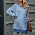 thumbnail image 5 of Drses Women's Striped Long Sleeve Crewneck Sweatshirt - Casual Loose Fall 2024 Trendy Pullover Top, 5 of 9