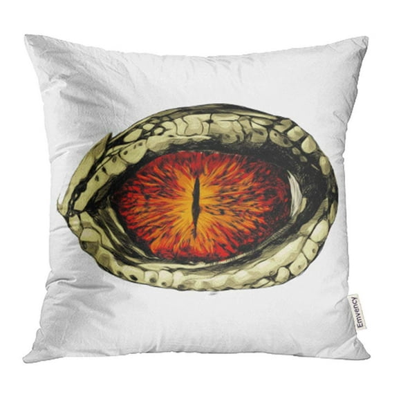 EREHome Eye of Crocodile Reptile Closeup Sketch Graphics Colored Drawing Red Eyes Pillow Case Pillow Cover 18x18 inch Throw Pillow Covers