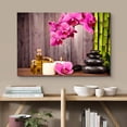 thumbnail image 2 of Aaheei Canvas Print Wall Art Pink Orchid Flowers Bath Oil Zen Bamboo Pebbles Nature Wilderness Photography Realism Rustic Landscape Colorful Multicolor for Living Room, Bedroom, Office, 2 of 3