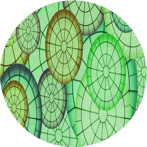 Ahgly Company Machine Washable Indoor Round Transitional Green Area Rugs, 8' Round