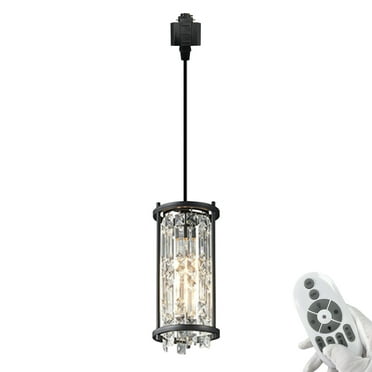 FSLiving H Type Track Lighting Pendants Cylinder Modern Remote Control, Dimmable Color Warmth Bulbs Track Mount Pendants Decorate for Kitchen Island Customizable (Metal & Seeded Glass) - 1 Pack