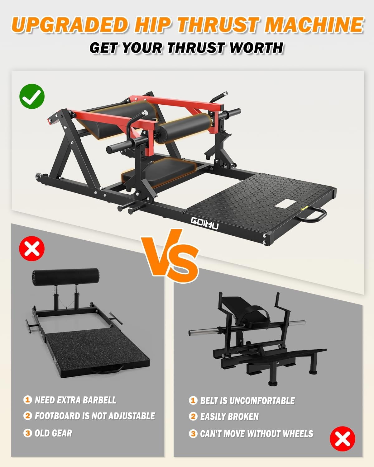 Hip Thrust Machine, 800LBS Plate-Loaded Glute Drive Band Peg, Heavy Duty Glute Bridge Machine with Weight Holder for Home Gym, Home Workout Equipment for Glute Muscles Building
