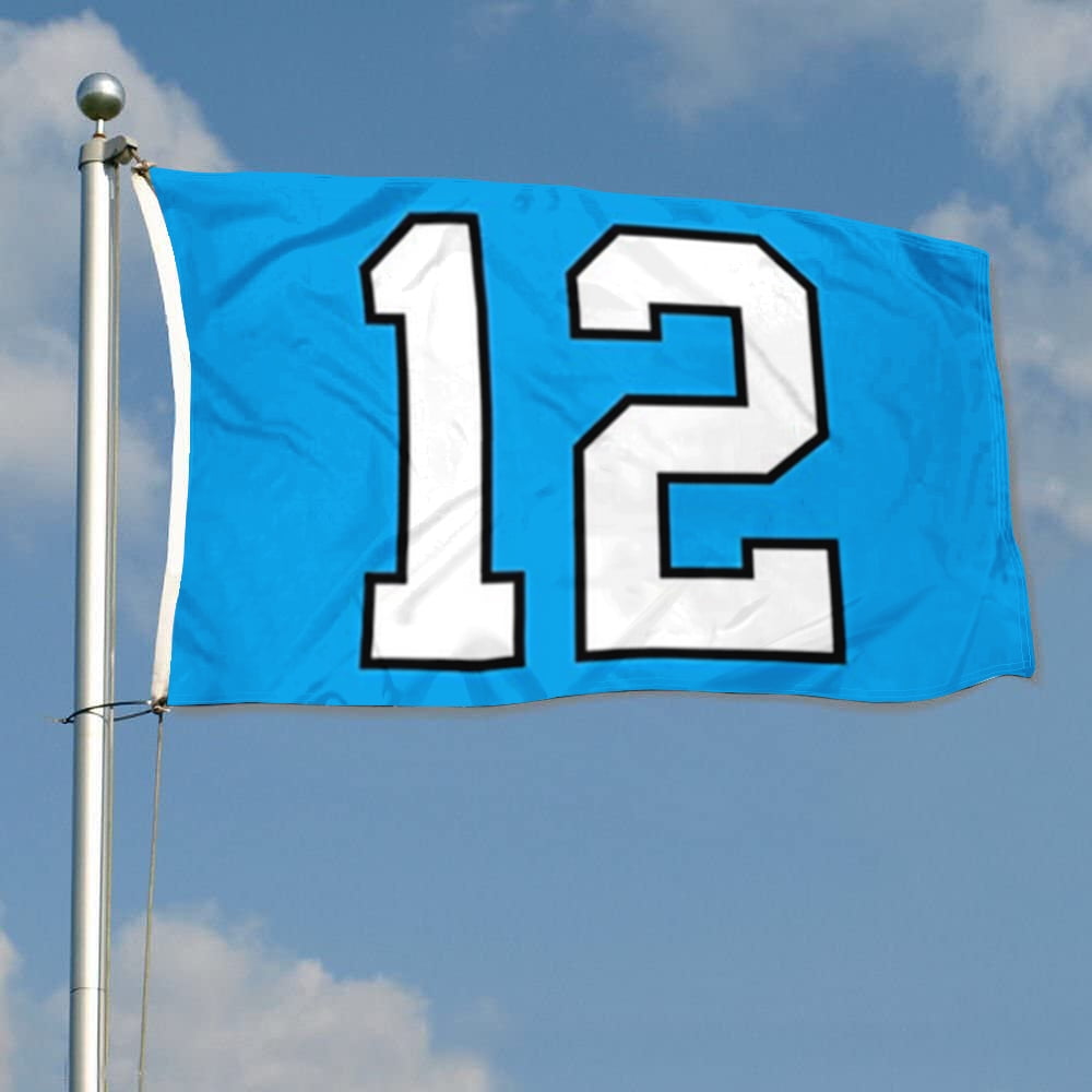 Dutern Double Sided 12th Man Light Blue Flag Banner 3 Ply with Brass Grommets 3x5 Feet