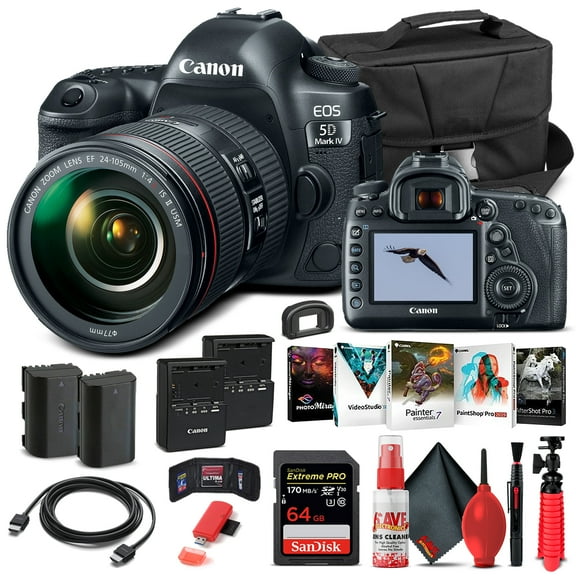 Canon EOS 5D Mark IV Camera W/ 24-105mm F/4L II Lens 1483C010 - Basic Bundle (International Version)