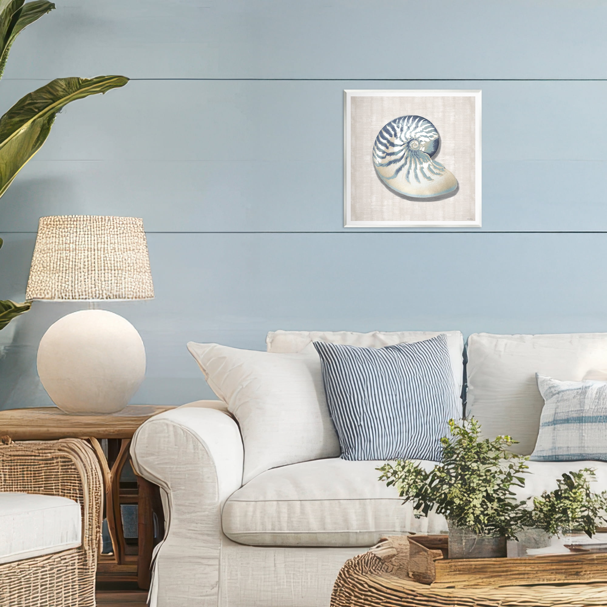 Stupell Industries Nautilus Shell in Misty Blue Wall Plaque Art, design by Amber Sterling
