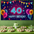 thumbnail image 7 of Neon Style 40th Birthday Banner Colorful Balloons Bunting Party Background Decor Photography Props Birthday Decoration Party Supplies, 7 of 7