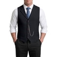 thumbnail image 5 of Men's Herringbone tweed Suit Vest, Formal Notched Lapel Waistcoat with Chain, Business Casual Tuxedo Vest Black 2XL, 5 of 10