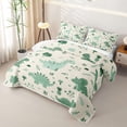 thumbnail image 3 of Erosebridal Ancient Cartoon Dino Bed Spread Queen,Green Tropical Botanical Leaf Queen Coverlet Set For Boys,3-Piece, 3 of 7