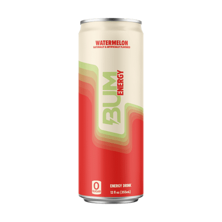 BUM Energy Watermelon Energy Drink, 112 mg Natural Caffeine, 12 fl oz Can