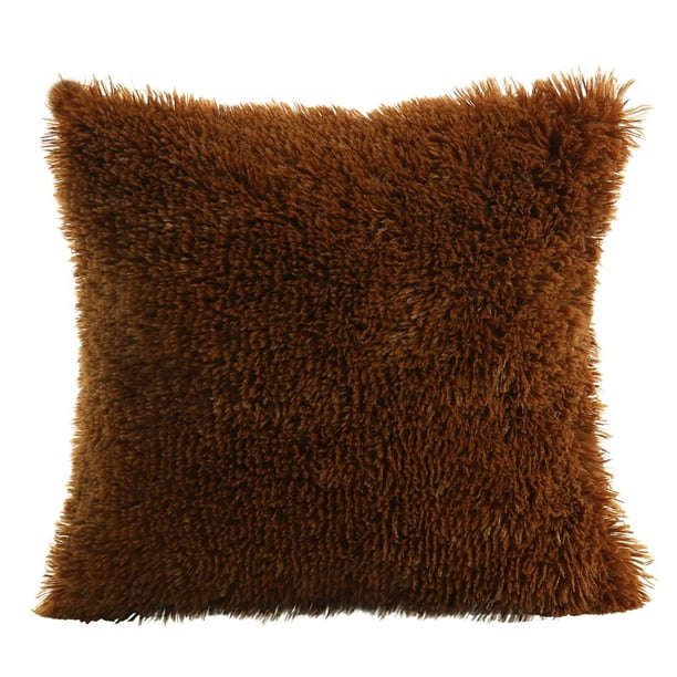 Unique Bargains Throw Pillow Case Faux Fur Fuzzy Cushion Cover Home
