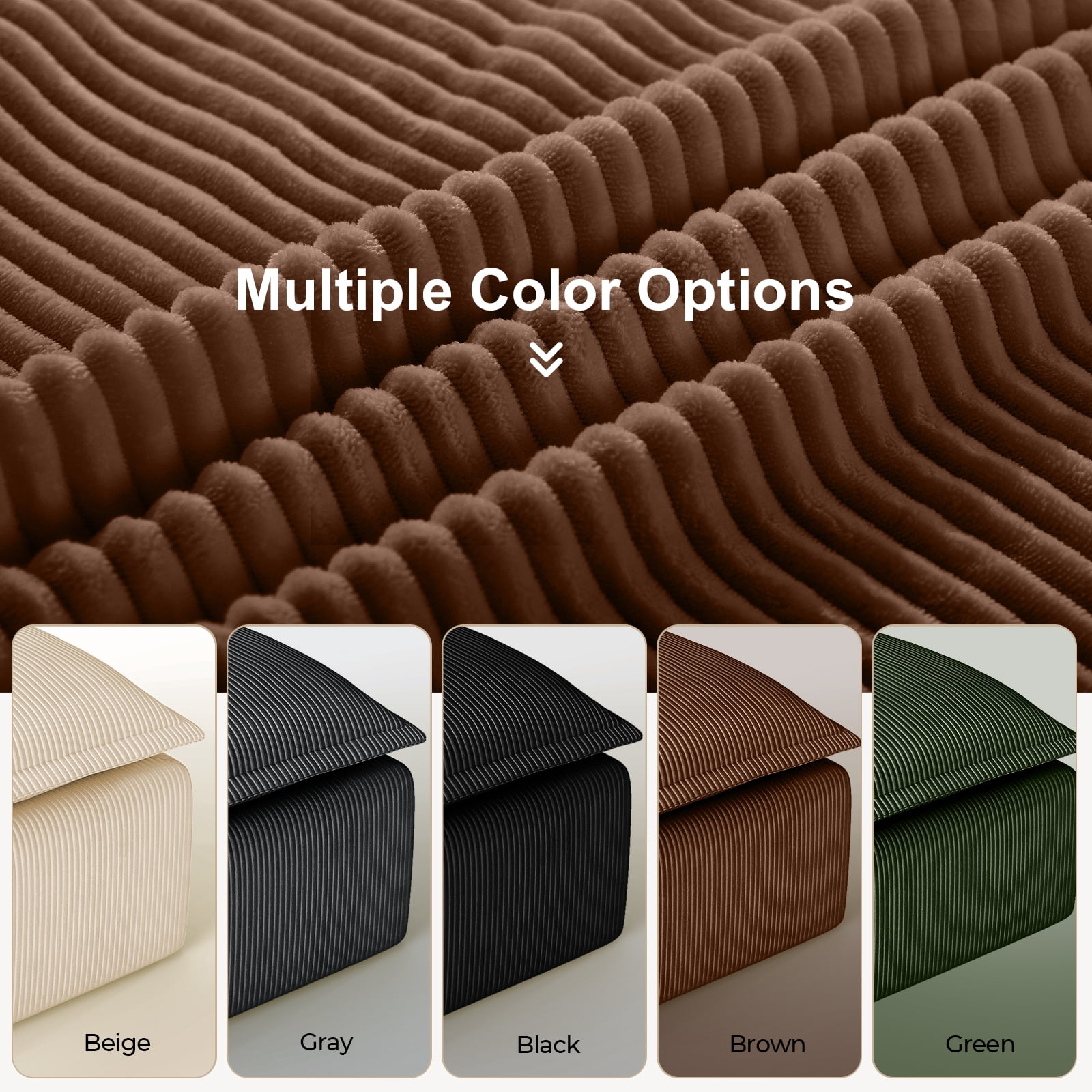 Corduroy Ottoman Pouf for Modular Sectional Sofa Upholstered Footrest Stool for Living Room Brown