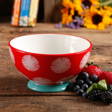 The Pioneer Woman Flea Market Decorated Footed Bowls Red Dot - 4 PK, 4.0 PACK