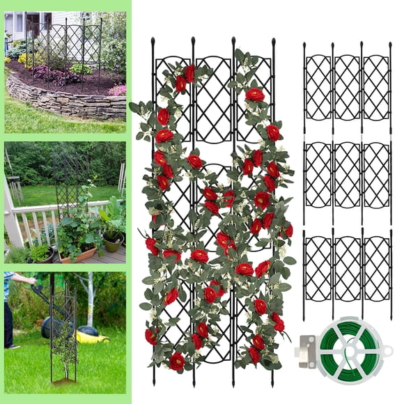 Enrejado de Plantas de Jardín Negro Mejorado para Plantas Trepadoras Al Aire Libre, Soporte de Enrejado de Plantas de Metal Inoxidable, Marco de Enrejado de Planta Alto para Enredaderas, Flores, Rosas, Enrejado Interior y Exterior