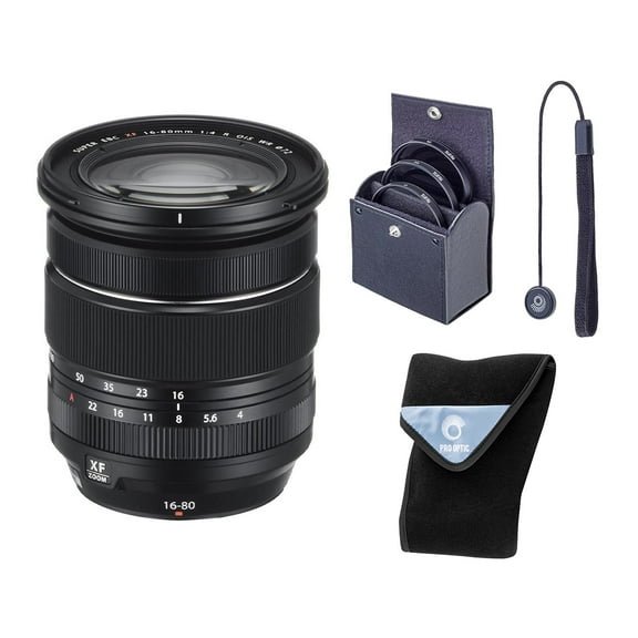 Fujifilm XF 16-80mm f/4.0 R OIS WR Lens, Bundle with 72mm Digital Essentials Filter Kit and 15x15" Lens Wrap