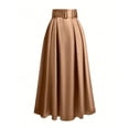 thumbnail image 7 of Women's Vintage Style Midi Skirt with Hidden Side Pockets and Flared Hem, Soft Stretch Fabric for All Day Comfort Khaki L, 7 of 7
