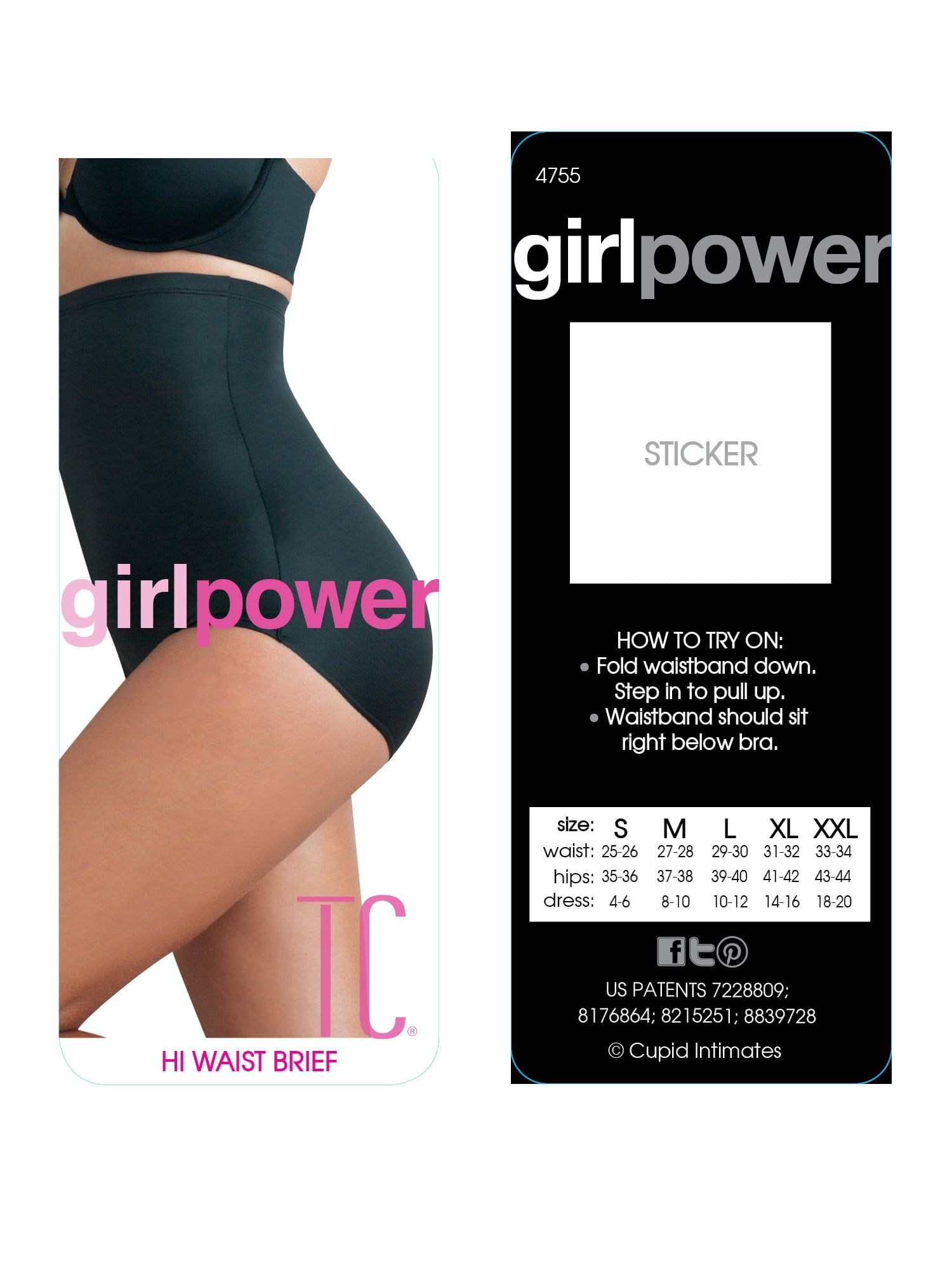 Girl Power by TC Intimates Women's Moderate Control Shapewear, High-Waist Shaping Brief, Sizes S-2XL