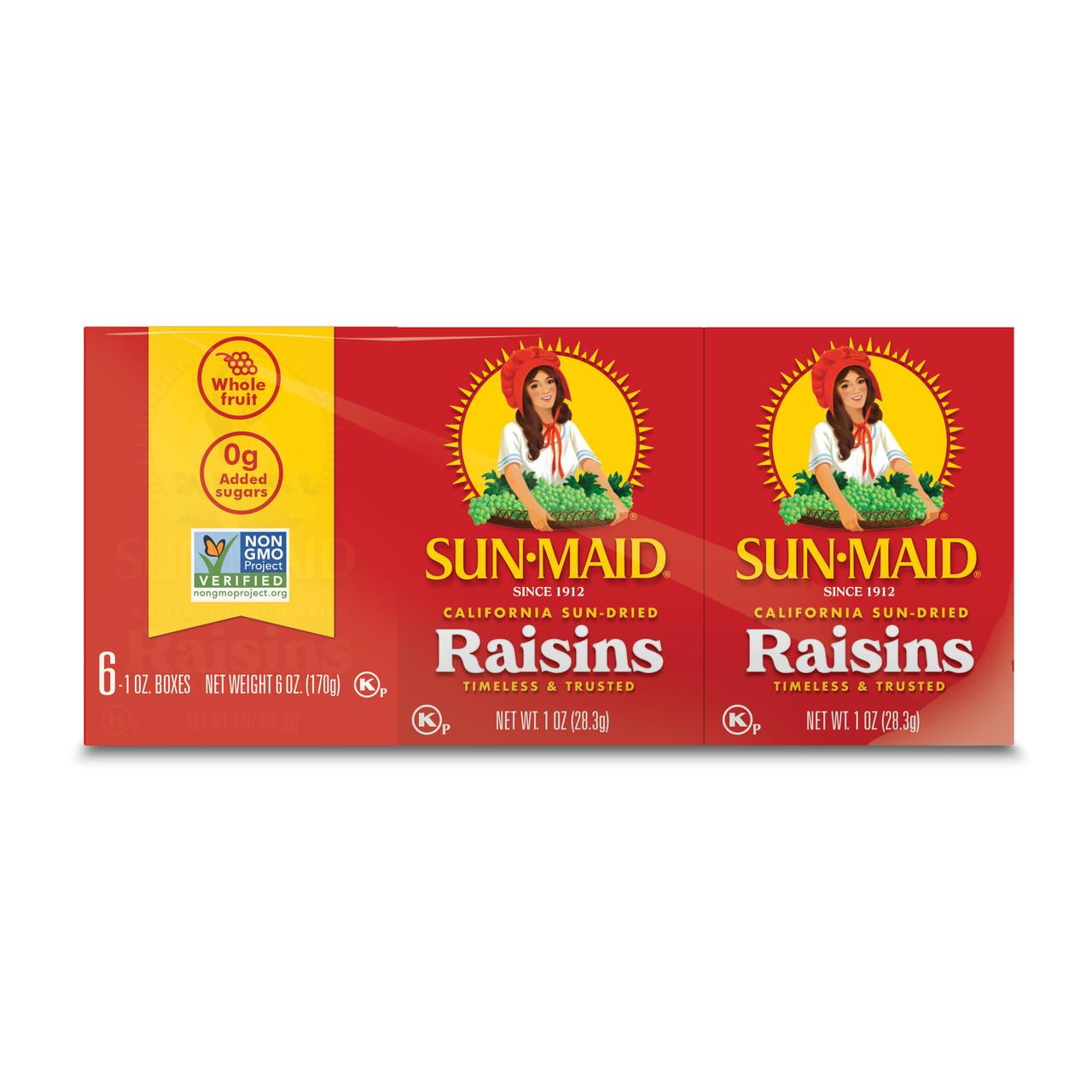 (4 pack) Sun-Maid California Sun-Dried Raisins 6-Pack/1oz Cartons