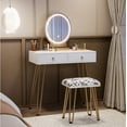 thumbnail image 6 of Juiluna White Vanity Desk with Stool, Small Makeup Vanity Table with 3 Lighting Modes Brightness Adjustable, 32 Inch Makeup Vanity Table with 2 Drawers, 6 of 6