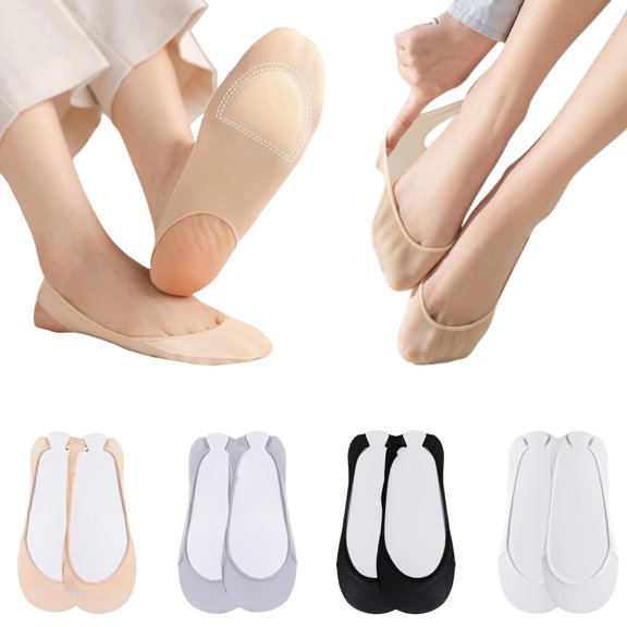 ManxiVoo Ice No Show Thin Liner Comfort Socks for Women 4 Pack Non Slip Fit Every Shoe Style