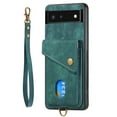 thumbnail image 5 of Nalacover for Google Pixel 6, Slim Case Wallet with Credit Card Holder, Back Flip Premium Leather Magnetic Clasp Kickstand Wirst Hand Strap Shockproof Cover for Google Pixel 6, Green, 5 of 7